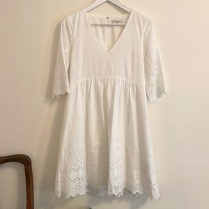 Madewell White Eyelet Babydoll Summer Dress Size 00 (runs big)